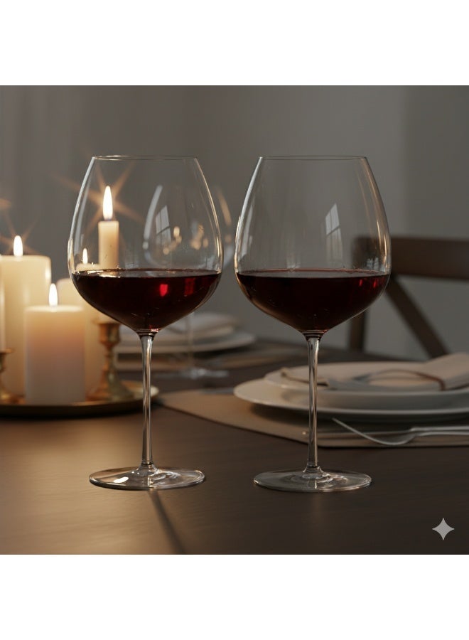 دبي كريستال طقم كؤوس نبيذ أحمر مكون من قطعتين، كؤوس بورغندي كبيرة سعة 23 أونصة، كؤوس نبيذ، كؤوس نبيذ ذات ساق طويلة. - Image 5